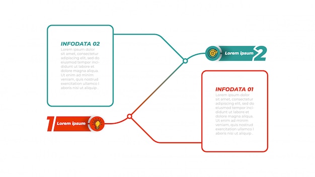 Infographik präsentationsvorlage mit marketing-symbole und schritte, optionen. elemente.