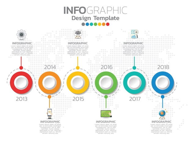 Infographik template design mit 6 farboptionen