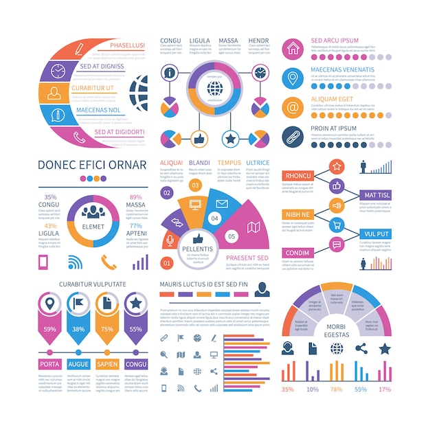 Infographik vorlage. diagramme für finanzinvestitionen, ablaufdiagramm für die organisation der prozesszeitachse.