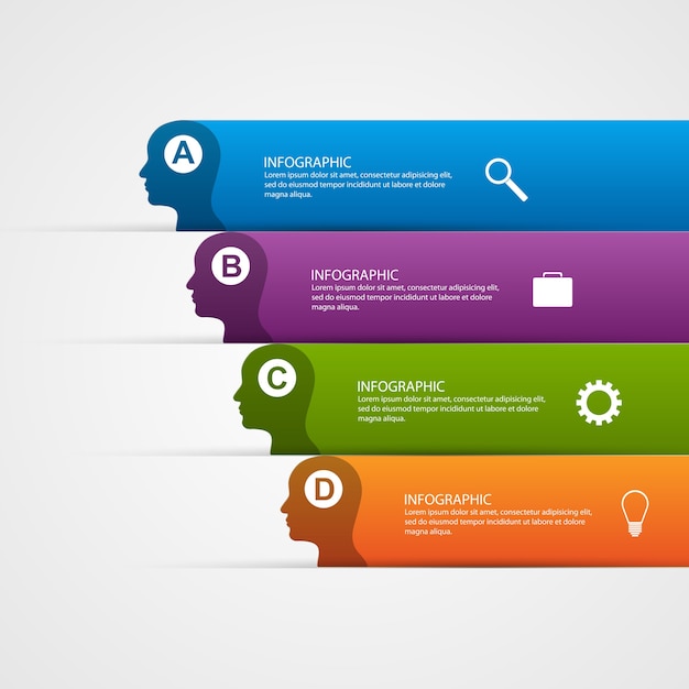 Infographik vorlage für silhouette kopf.