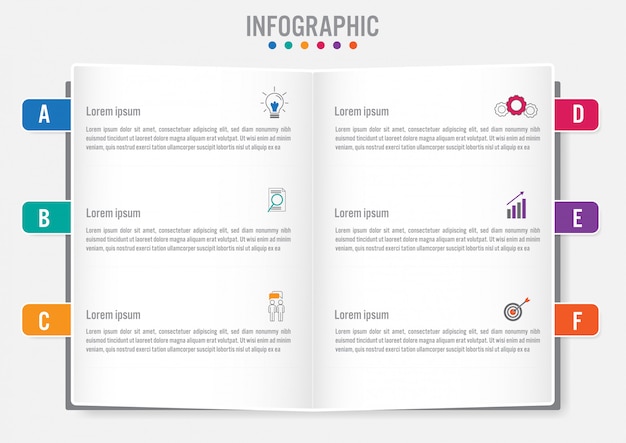 Infographik vorlage für unternehmen mit 6 optionen