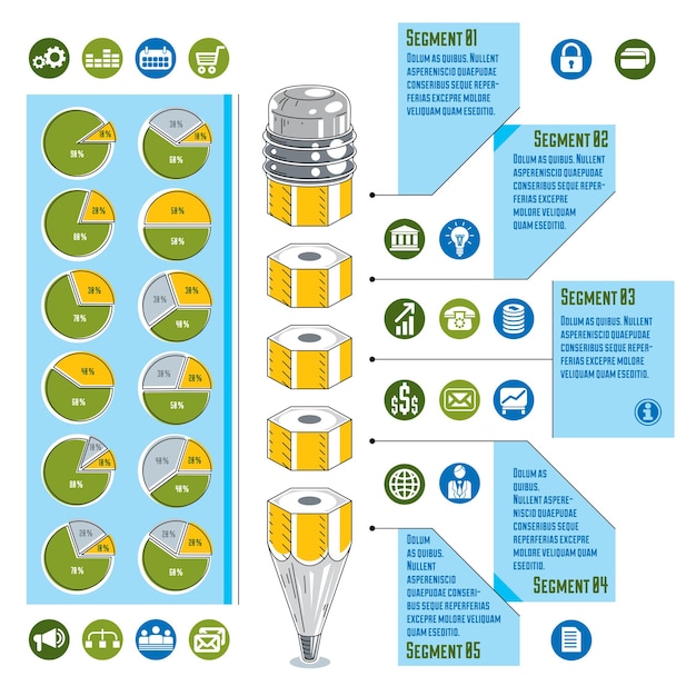 Infographik-vorlage, idee mit bleistift, vektorillustration.