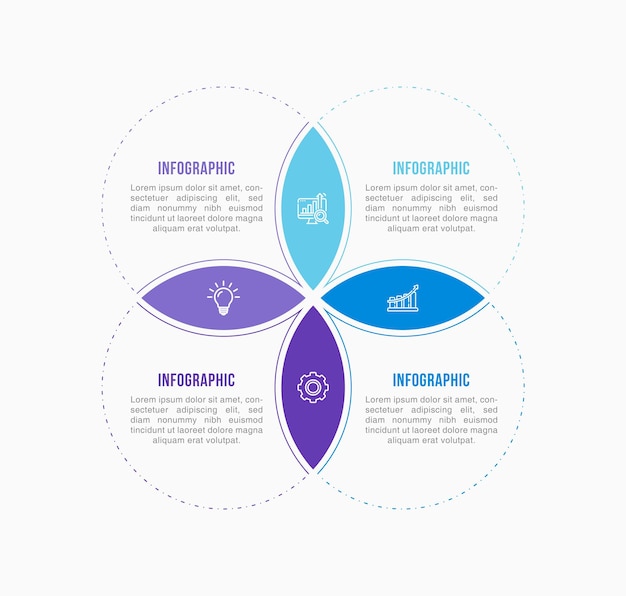 Vektor infographik-vorlage mit 4 optionen oder schritten geschäftsinfografik für diagrammpräsentationen