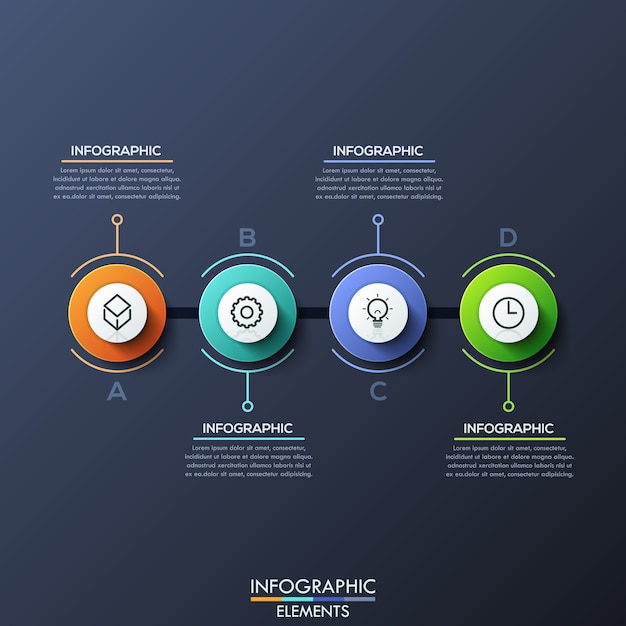 Infographik vorlage mit beschrifteten kreisförmigen elementen