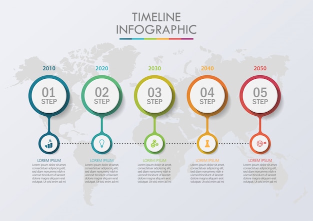 Infographikvorlage des präsentationsgeschäfts mit 5 optionen.