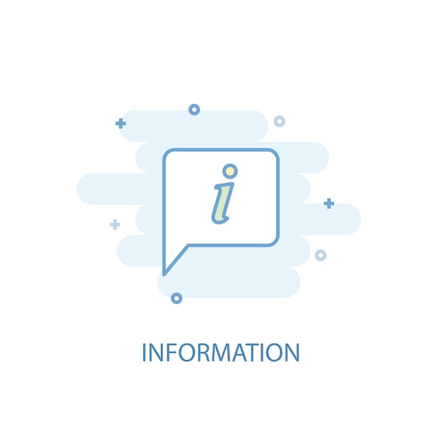 Informationsleitungskonzept. Einfaches Liniensymbol, farbige Abbildung. Informationssymbol flache Bauform. Kann für UI/UX verwendet werden