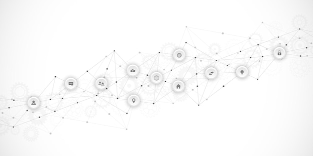 Informationstechnologischer hintergrund mit infografik-elementen und flachen symbolen