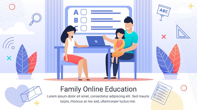 Informative bannertextvorlage und online-schulung für familien.