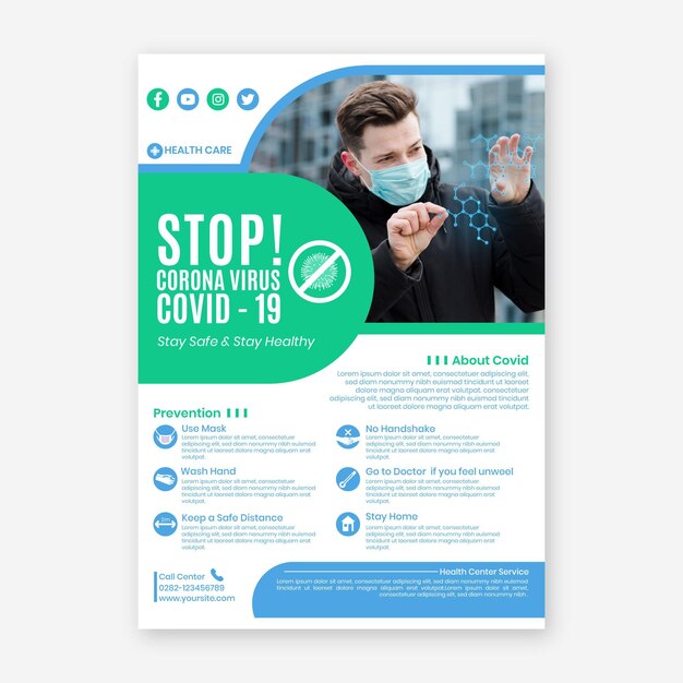 Informative coronavirus-flyer-vorlage
