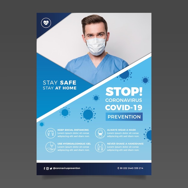 Informativer coronavirus-flyer mit bild