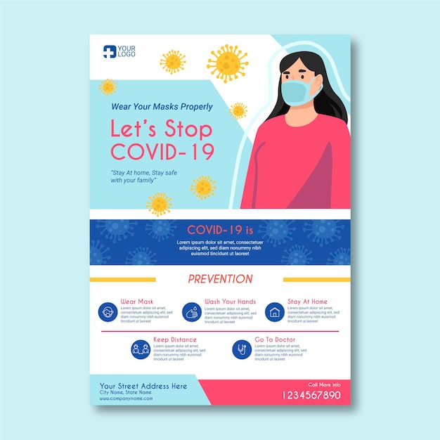 Vektor informativer coronavirus-flyer