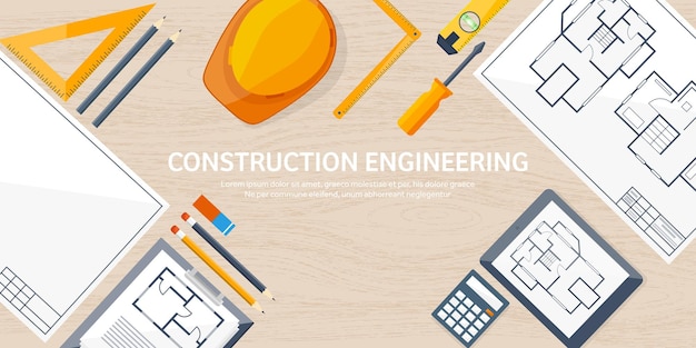 Ingenieur- und Architekturvektorillustrationszeichnung und Bauarchitekturprojekt