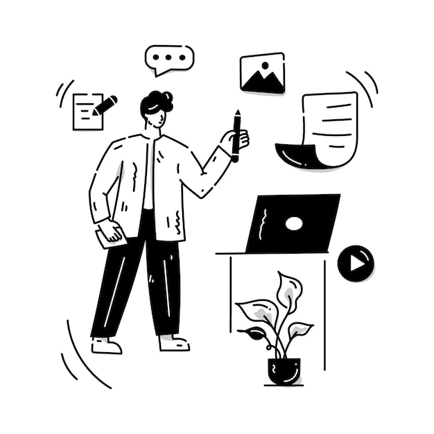 Inhalt schreiben handgezeichnete Illustration editierbaren Vektor