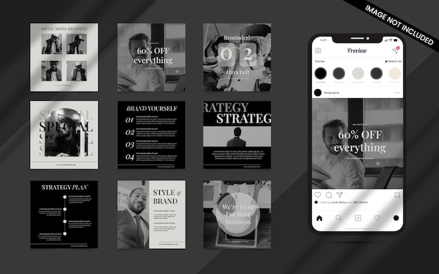 Inhaltsersteller-Form für das Branding von Social-Media-Post-Ideen-Set von Instagram-Quadrat-Vorlagen