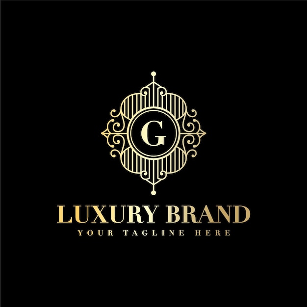 Initial g buchstabe luxus vintage schönheit gedeihen ornament goldenes monogramm logo