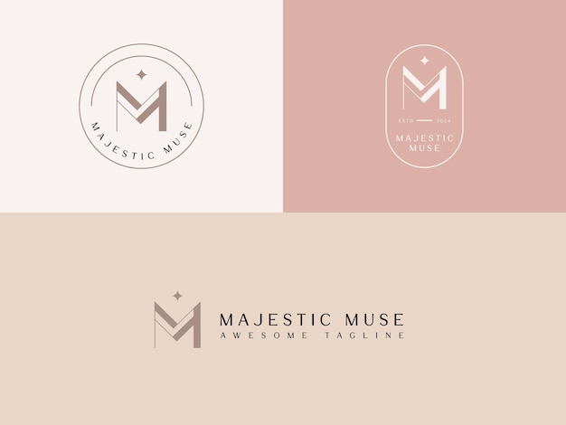 Vektor initial mm für majestic muse lady preneur logo vorlage für geschäftsfrau