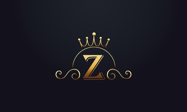 Initial z letter logo design mit einfachem eleganten king crown icon