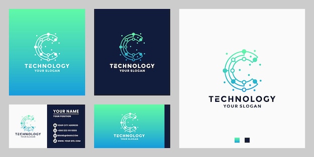 Initialen c-technologie logo-design punktverbindung