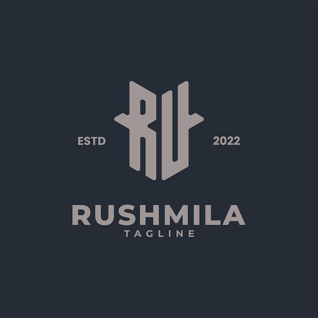 Initialen-Monogramm-Logo mit dem Buchstaben RU