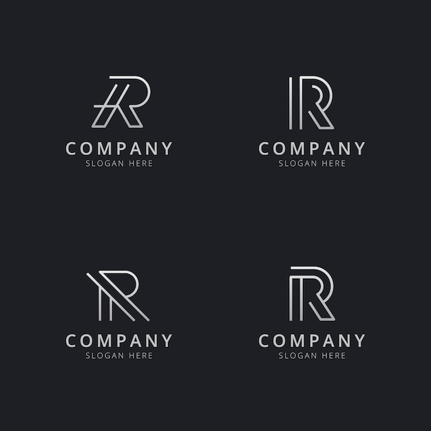 Initialen r linie monogramm logo vorlage mit silber stil farbe für das unternehmen