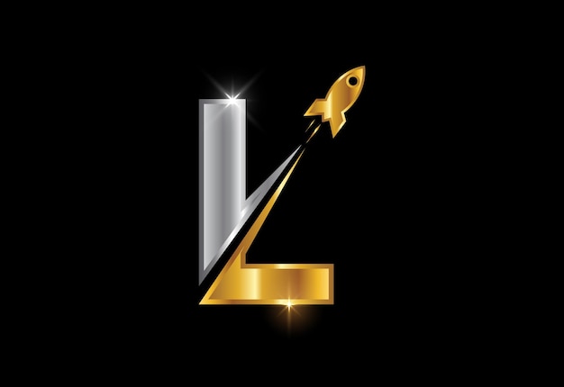 Initiales L-Monogramm-Buchstabenalphabet mit einem Rocket-Logo-Design. Rakete-Symbol. Schriftemblem.