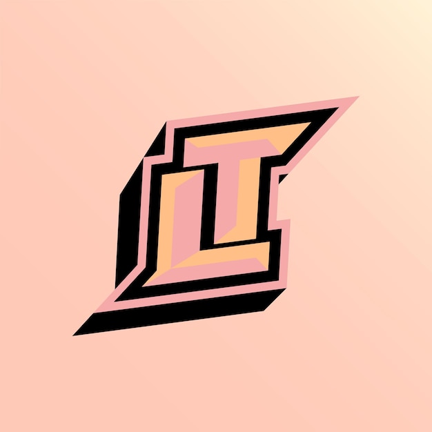 Vektor initials lt-logo mit einer hellen farbe ist für e-sportteams und andere geeignet