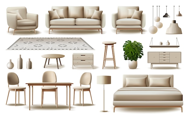 Innenarchitekturelemente in realistischem Design