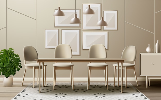 Innenarchitekturelemente in realistischem Design