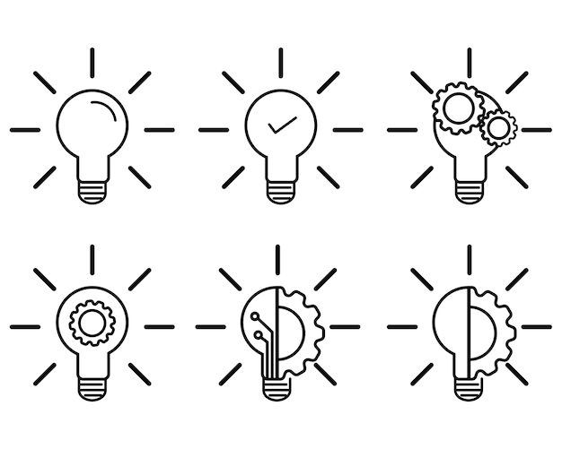 Innovations-Satz oder Glühbirnen-Symbol Idee Symbol Innovation