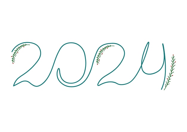 Inschrift 2024 Vektor-Illustration Linie