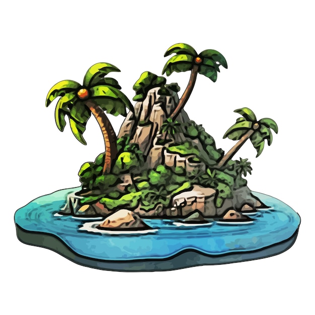 Insel-aquarell-vektorillustration