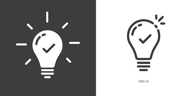 Insight-Tipp Glühbirnen-Symbol Vektor einfaches Piktogramm Grafik-Set intelligente Faktenlinie Umriss