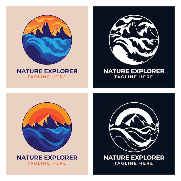 Inspiration für das design des logos des mountain sea and sun nature adventure outdoor traveling club
