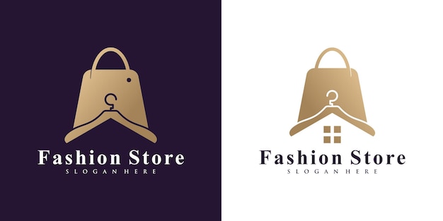 Inspiration für das Design des Modegeschäftslogos mit Aufhänger und kreativem Konzept Premium-Vektor