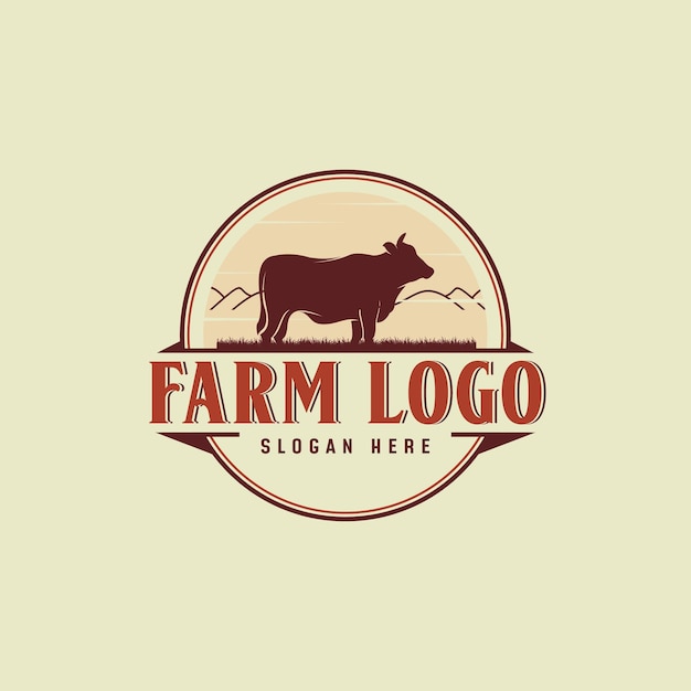 Vektor inspiration für das design des rinderfarm-vintage-logos