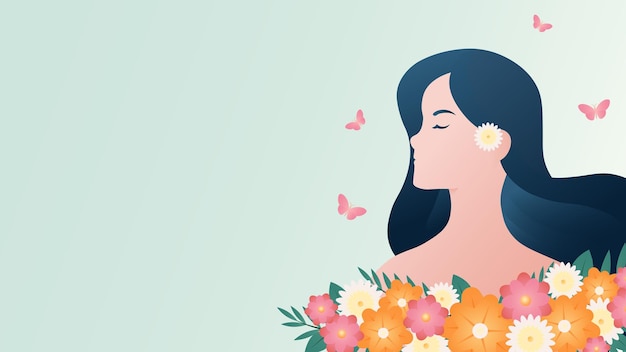 Inspirative Vektorillustration zum Frauentag, die Weiblichkeit mit Blumenelementen feiert
