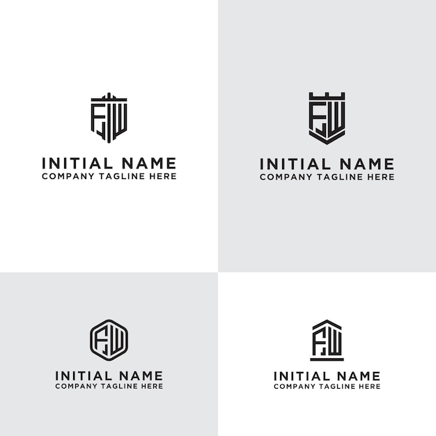 Inspirierendes logo-design set für unternehmen aus den anfangsbuchstaben des fw-logo-icons