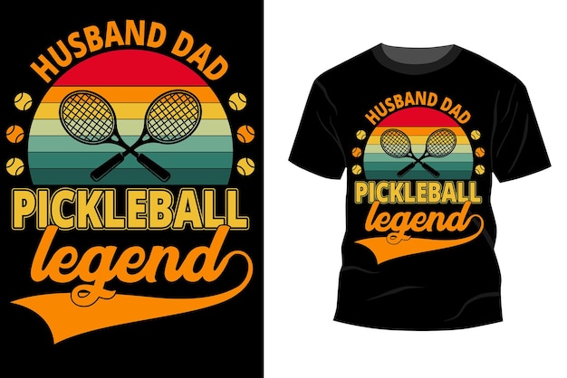 Inspirierendes motivationszitat mit text ehemann dad pickleball legend vektor typografie t-shirt design