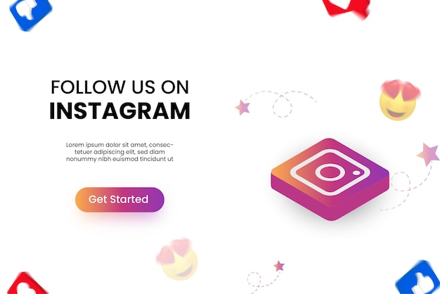 Instagram-Banner isometrischer Instagram-Logo-Hintergrund mit Social-Media-Symbolen isolierter Vektor