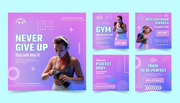 Instagram-Beiträge zum Fitnessstudio-Training