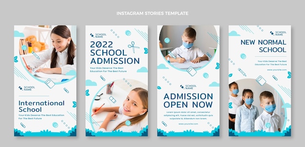 Instagram-geschichten der internationalen schule mit flachem design