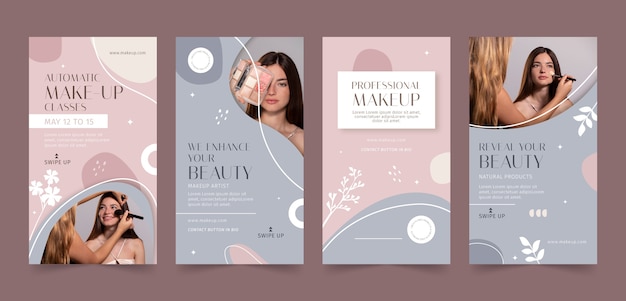 Instagram-Geschichten des Make-up-Künstlers im flachen Design