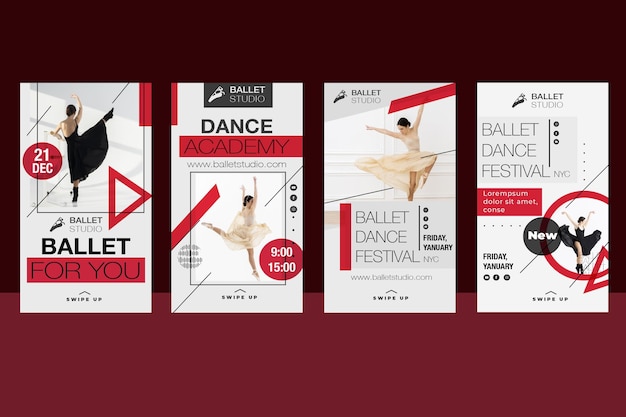 Vektor instagram geschichten design ballett event