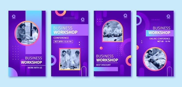 Instagram-geschichten für geschäftsworkshops mit farbverlauf