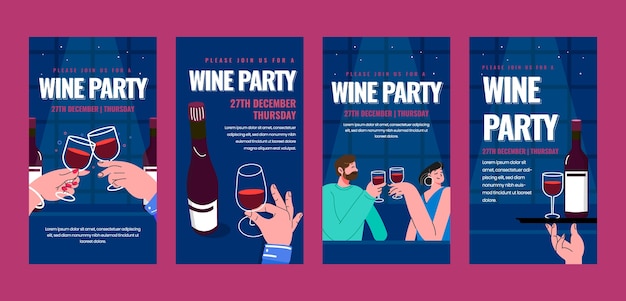 Instagram-geschichten für weinpartys gesetzt
