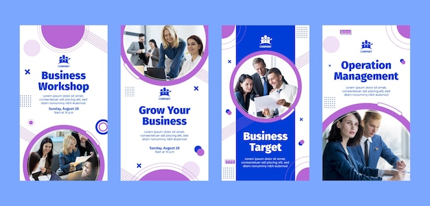 Instagram-Geschichten-Vorlage für Business-Workshops im flachen Design