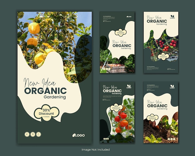 Instagram-Geschichten-Vorlage für Gartenarbeit oder ökologische Landwirtschaft, Instagram-Geschichten-Vorlage für Hausgartenarbeit