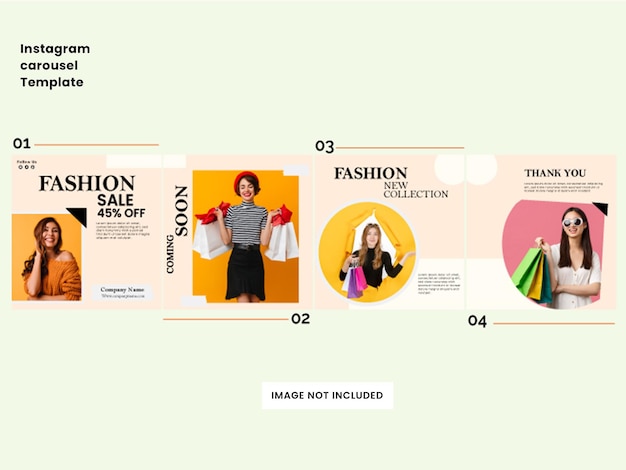 Vektor instagram karussell-vorlagen für den modeverkauf premium-vektor