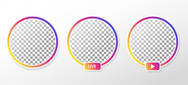Instagram Live. Verlaufskreis-Profilrahmen für Live-Streaming in sozialen Medien.