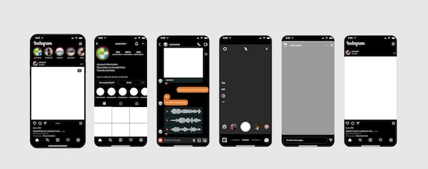 Instagram mobile app-schnittstellenvorlage